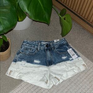 PacSun Blue and White Distressed Jean Shorts
